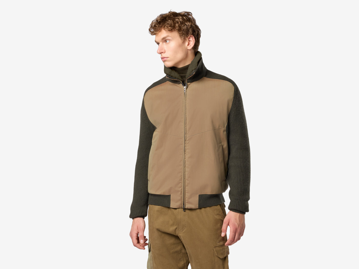 Knit Hybrid Bomber Shearling