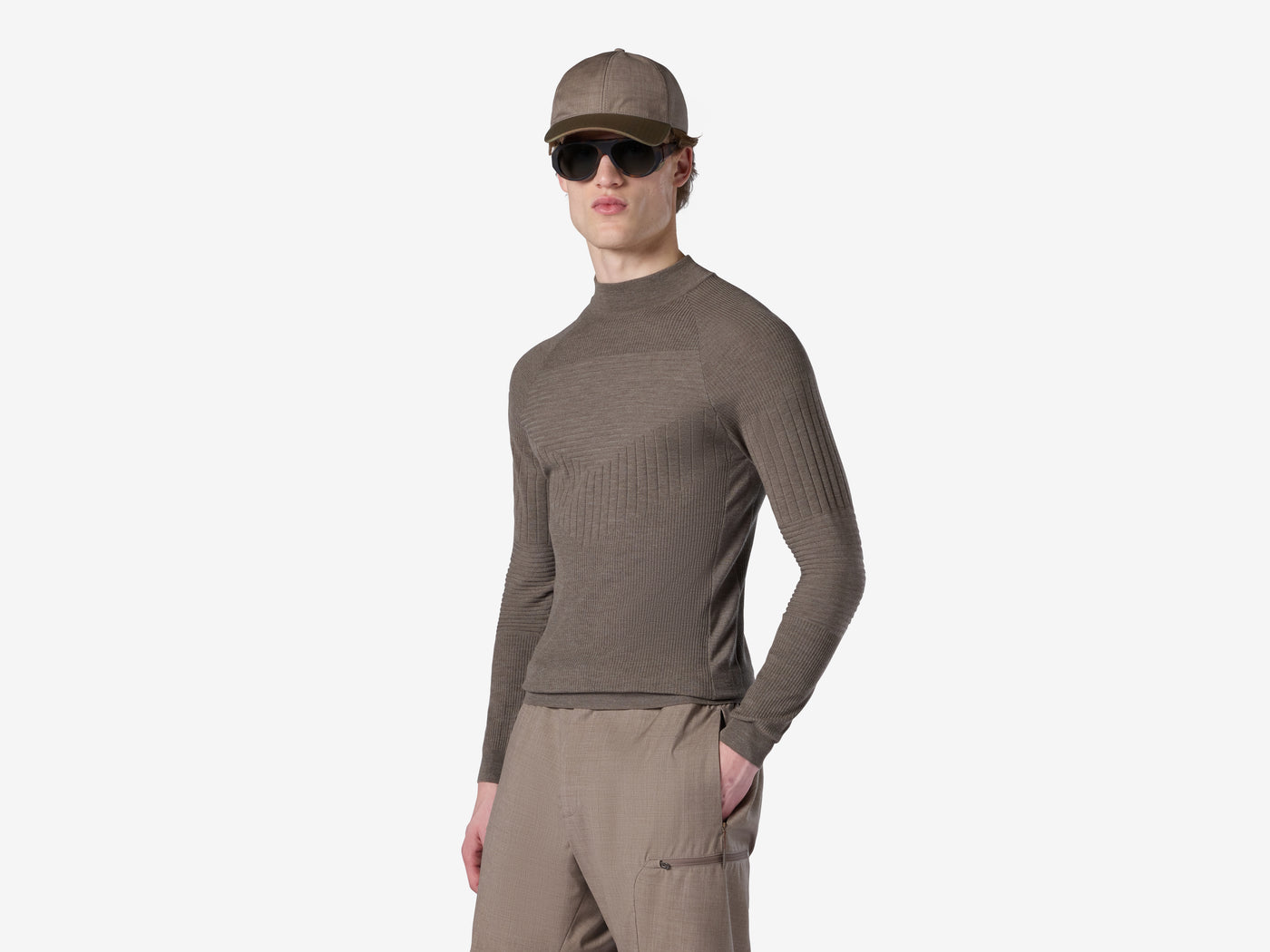 Multistitch Mock Neck